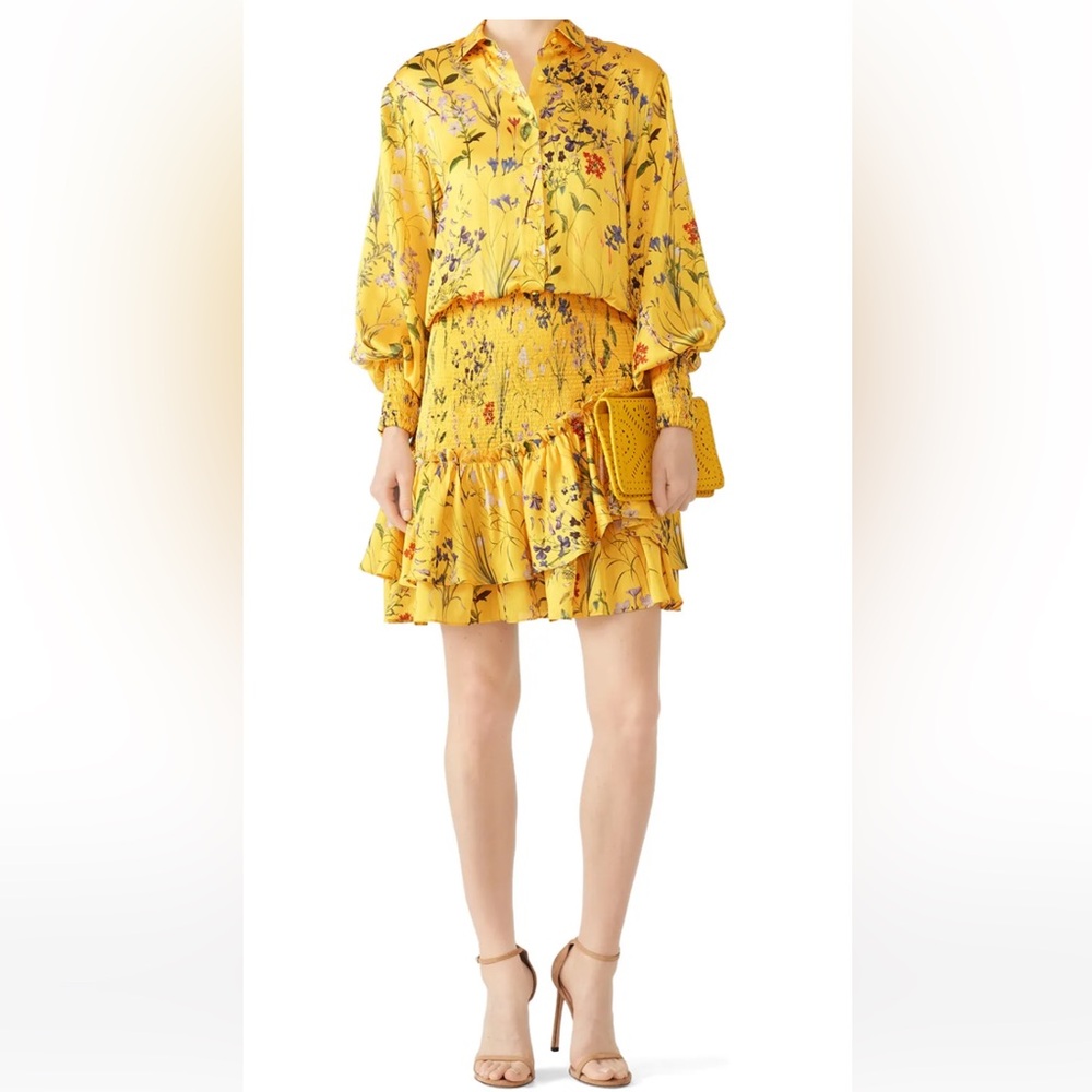 Floral Yellow Long Sleeve Dress